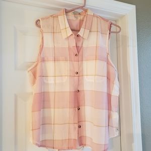 Toad&Co plaid sleeveless shirt, large